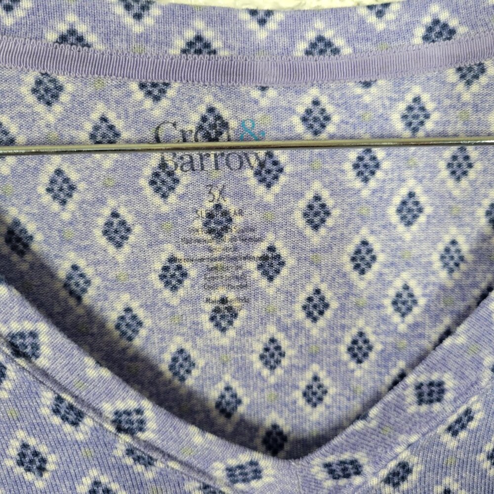 Croft & Barrow Women Pajama Top Sleep Shirt 3X Plus Blue Geometric SWE48E - Picture 10 of 11